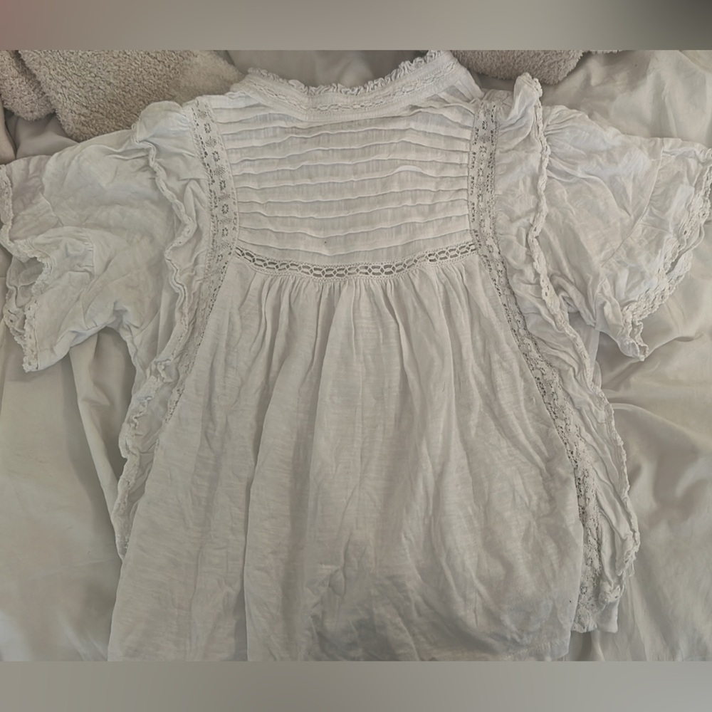 Free People White Short Sleeve Top